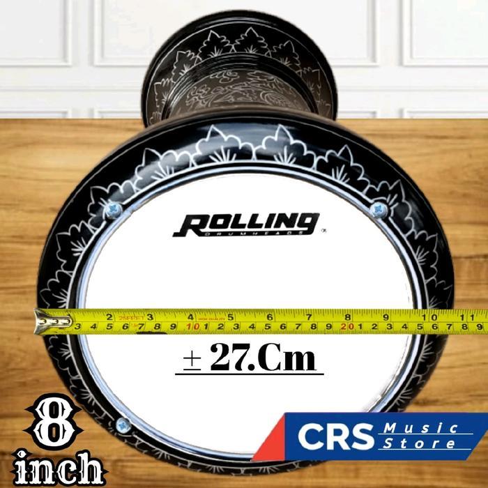 kbr Darbuka Kayu 8 inch Hitam Silver Mika Putih