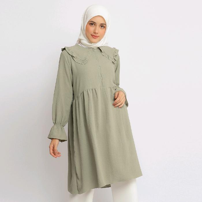 El-Zatta Attire - Tunik Destiny Tunik Crinkle Wanita Muslim Fit Lembut Panjang