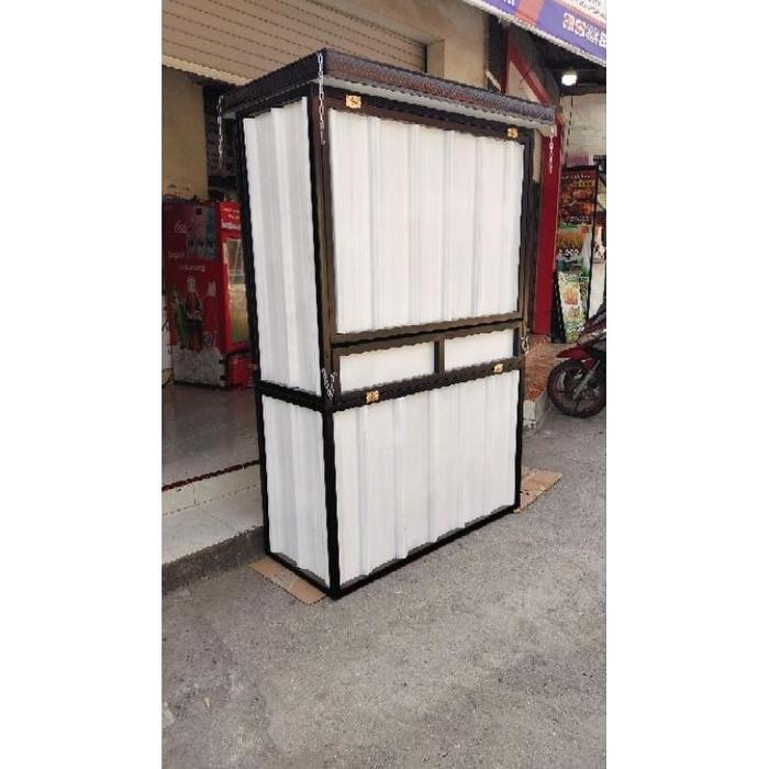 Booth Kontainer Mini (ukuran 120x50x190) - Gerobak Paten, 2pcs roda motor