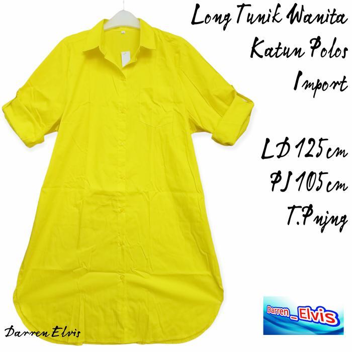 Long Tunik Wanita Katun Kuning Lemon