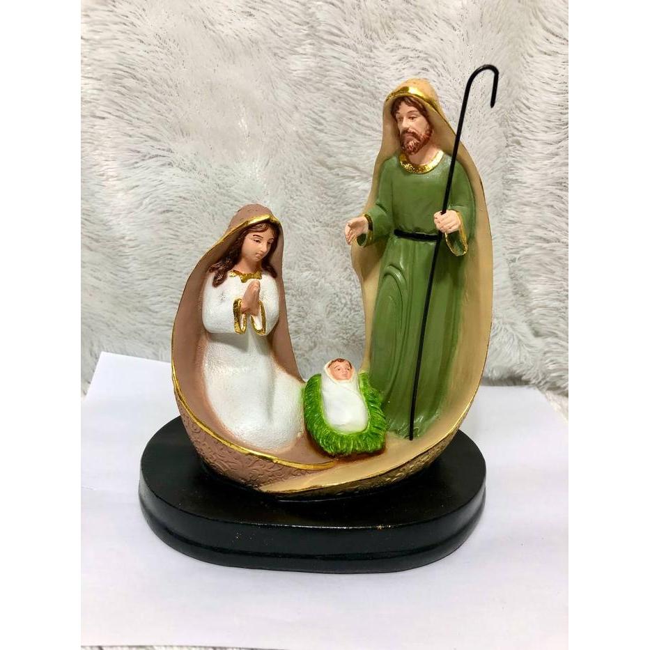 Patung Kelahiran Yesus Coklat Tongkat Patung Rohani Bayi Yesus Lahir Pajangan Patung Natal