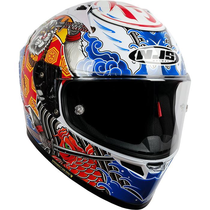 Njs Zx-1R Fiberglass Bushido White Pearl - (Free Pinlock) - Helm Fullface Njs Zr Njs Fullface Zr