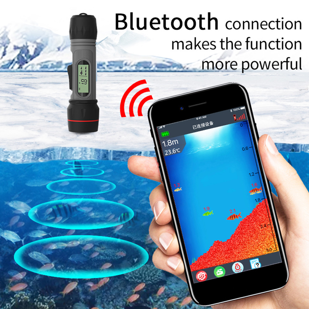 Portable Sonar Fish Finder Waterproof Wireless Bluetooth Depth Finder Ice Fish Finder Depth Readout