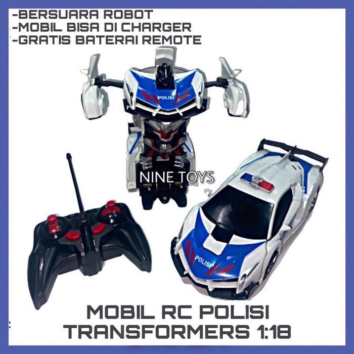 REMOTE RC REMOTE CONTROL MOBIL ROBOT POLISI ROBOT BATASI MOBIL REMOTE BERUBAH ROBOT RC TRANSFORMERS