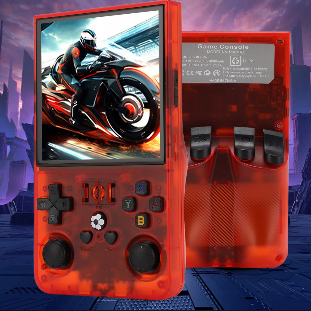 R36MAX Handheld Game Console 4 Inch IPS Screen 720x720 Open Source Game Player Supports 60+ Emulator