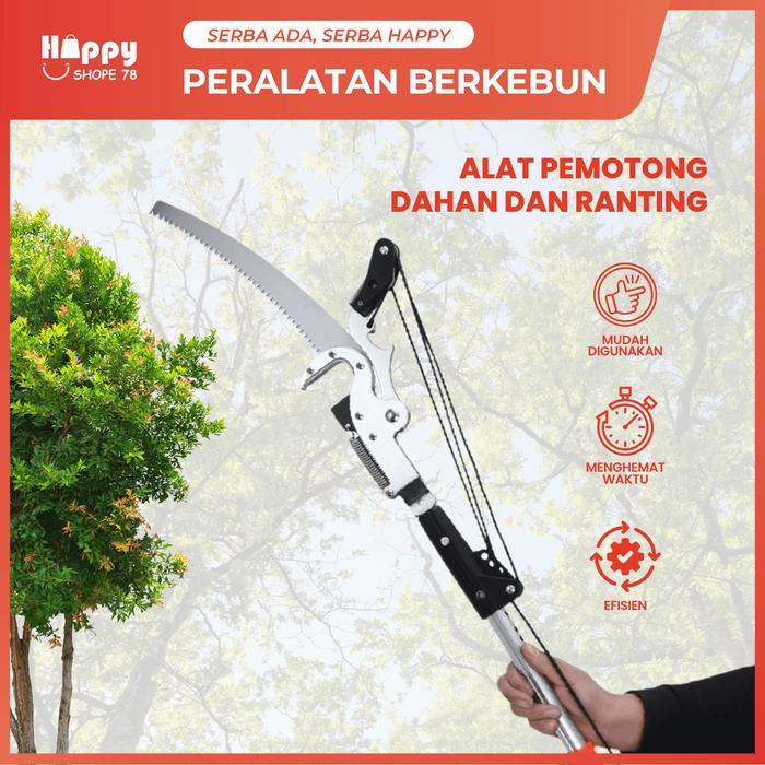 Galah Pemotong Pohon Tinggi Set Gunting Tarik Gergaji Pemetik Buah Aman Multifungsi