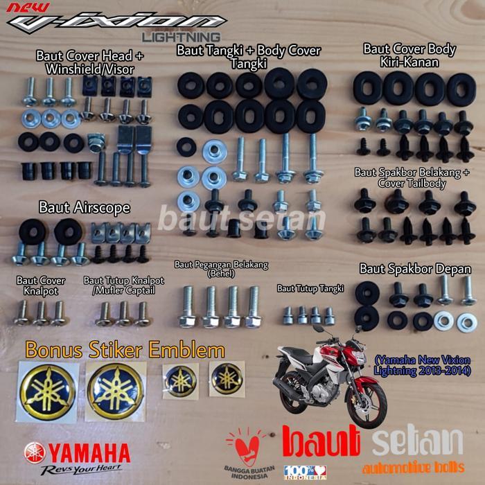 Baut Fullset Body Yamaha Vixion Fz 150 Nvl/Baut Fullbody Yamaha Vixion