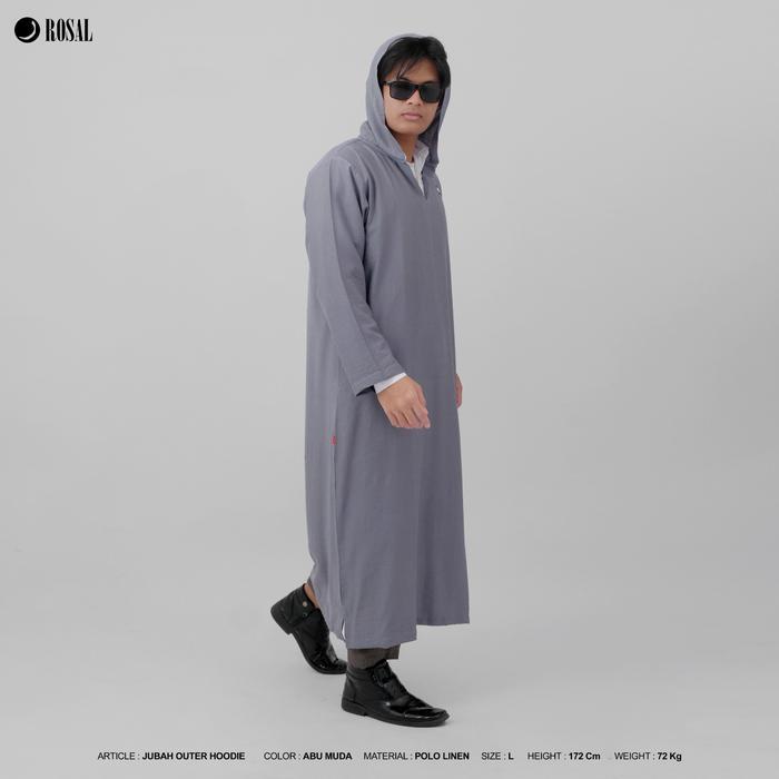 Jubah Outer Hoodie Rosal Gamis Sholat Pria Dewasa Pakaian Muslim Panjang