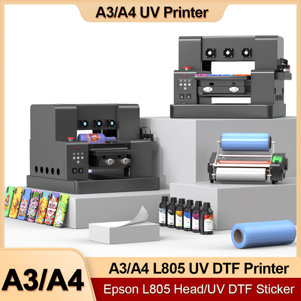 A4 A3 UV Printer Epson L805 Printhead UV Flatbed Printer with Varnish UV DTF Sticker Printer For
