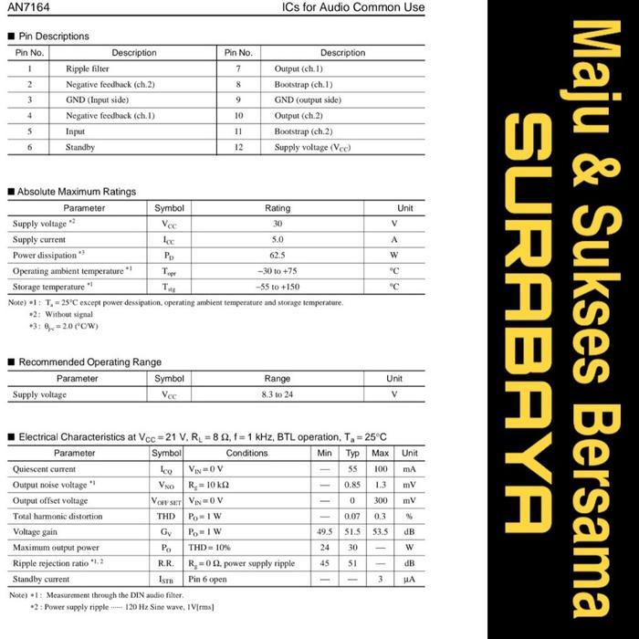 Ic An7164 An 7164 Asli Original Produk Discontinue Stok Terbatas