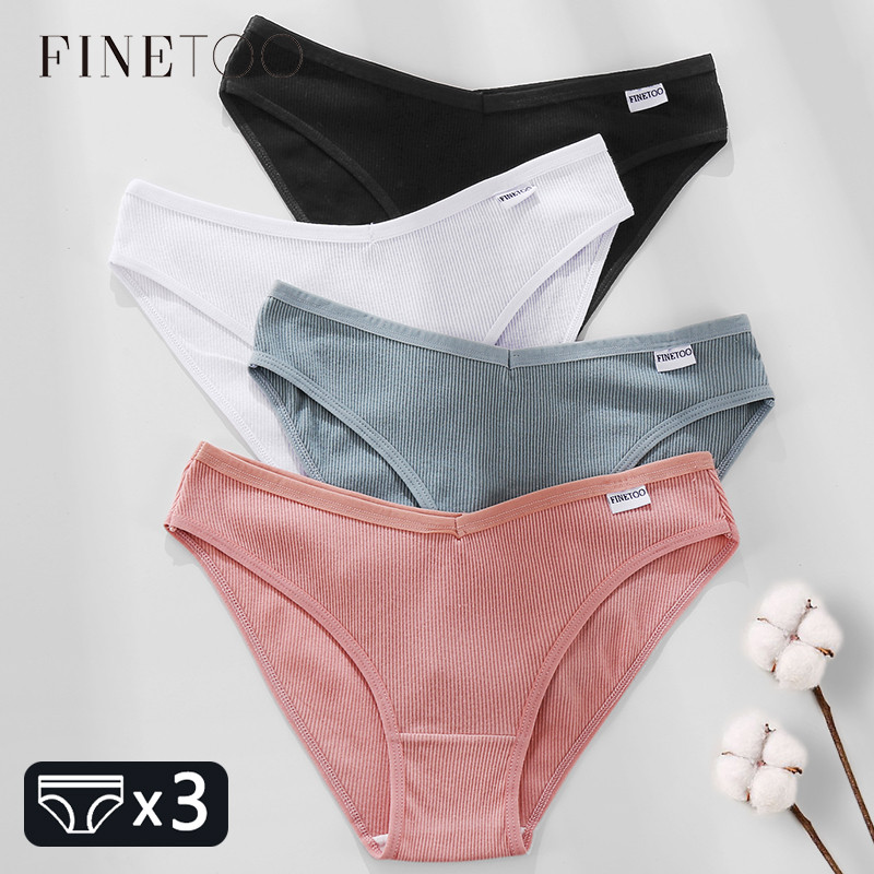 Finetoo M-4Xl Cotton Panties Women'S V Waist Underwear Plus Size Briefs Ladies Low-Rise Underpants