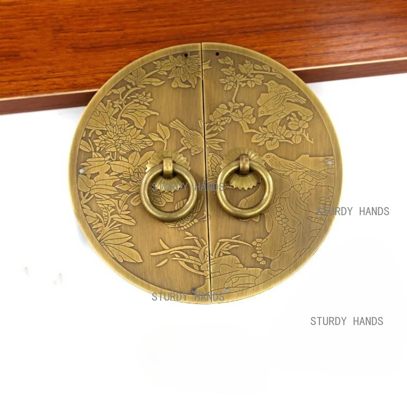 Brass wooden door handle Chinese retro bookshelf wardrobe cabinet door handle furniture hardware