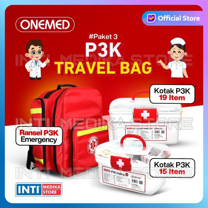 ONEMED - KOTAK P3K SET JINJING ISI 15 19 ITEM LENGKAP PORTABLE TAS RANSEL EMERGENCY TANPA ISI FIRST