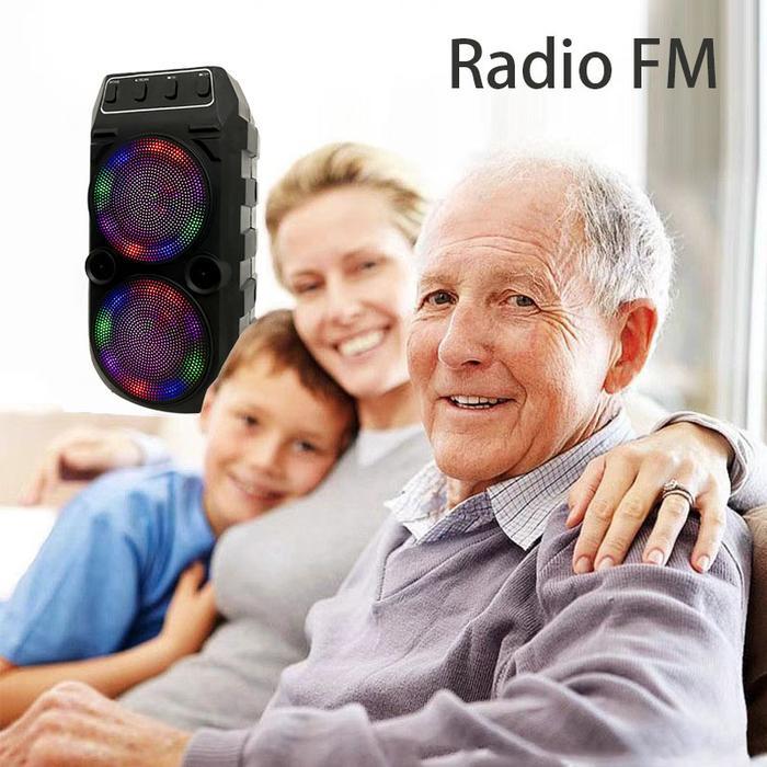 Speaker bluetooth bass microphone karaoke RBG lampu portable Speakers wireless