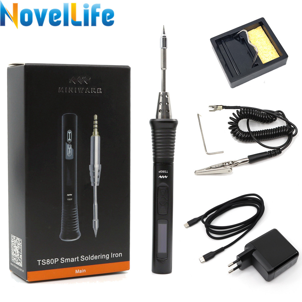Mini TS80 TS80P Electric Soldering Iron Adjustable Temperature Portable Digital Solder Station OLED
