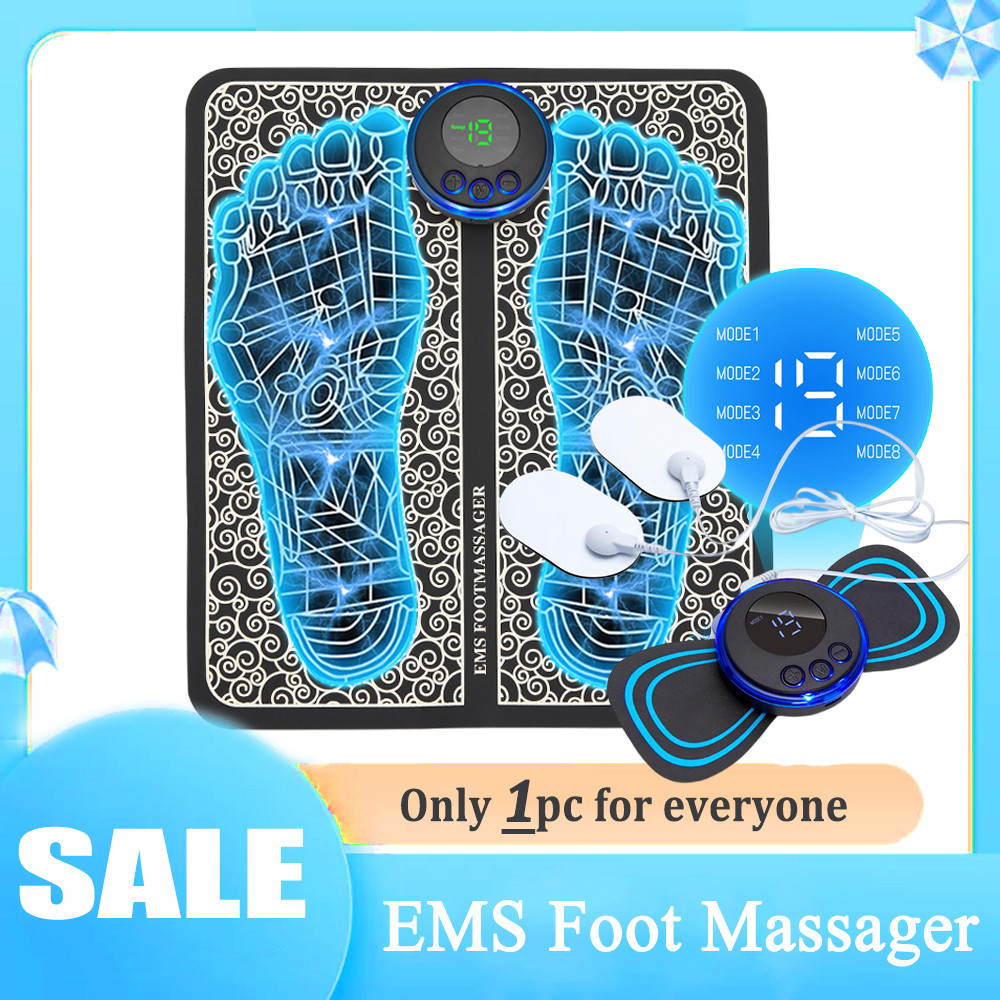 Ems Foot Massager Mat Electric Tens Feet Massager Pad Foldable Massage Mat Muscle Stimulation