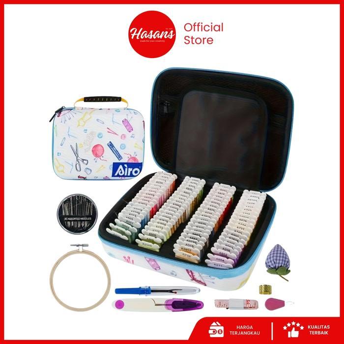 [1 SET] Benang Sulam + Tas / Aneka Benang Sulam Warna Warni / Bahan Menyulam / Kerajinan Sulam /