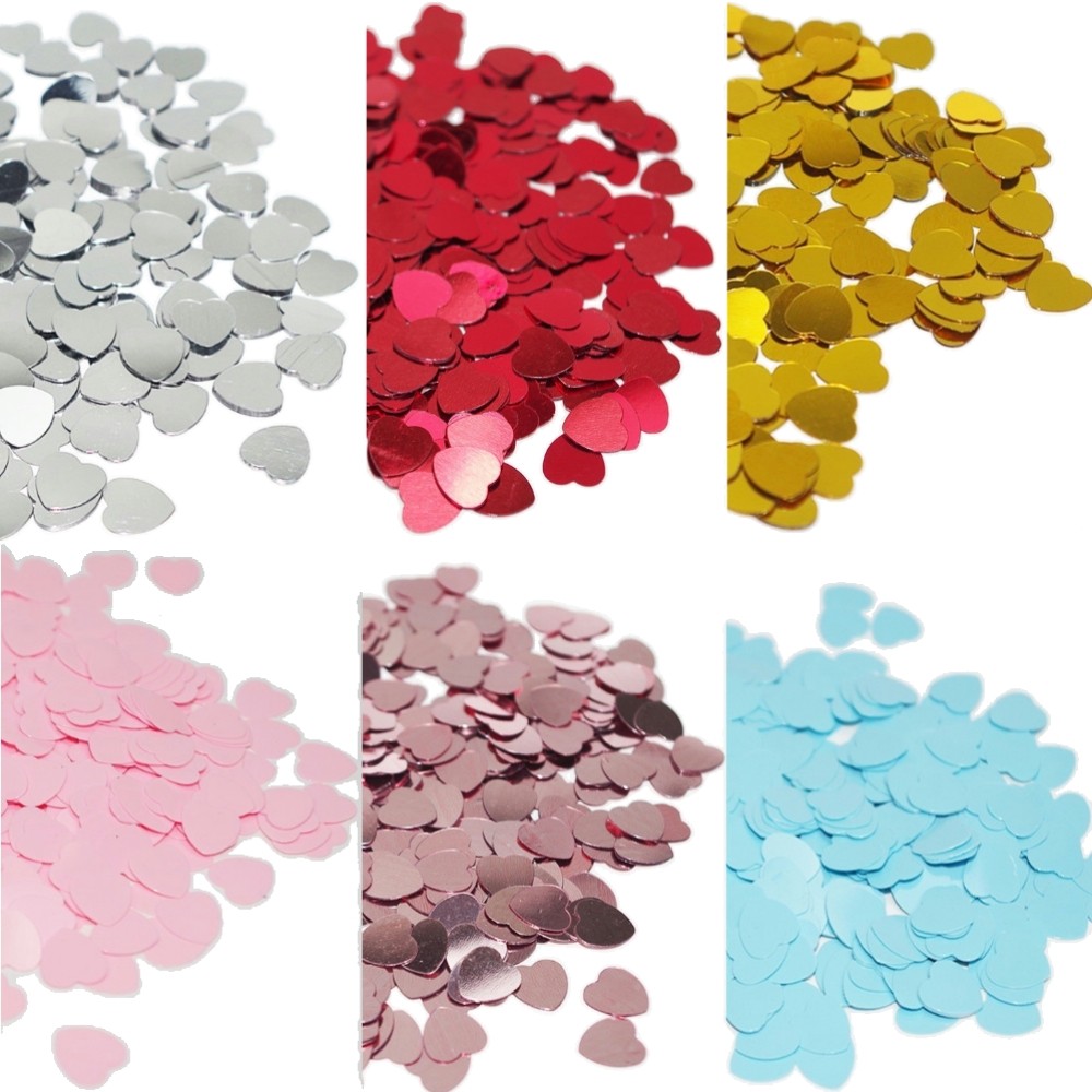 Rose Gold Red Love Heart Confetti Glitter Paper Satin Fabric Heart Petals Table Bed Heart Confetti