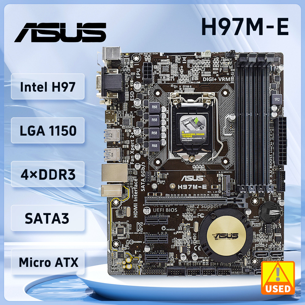 Asus H97M-E Motherboard Intel H97 Ddr3 16Gb Pci-E 3.0 M.2 Usb3.0 Pci-E 3.0 Micro Atx Support Core