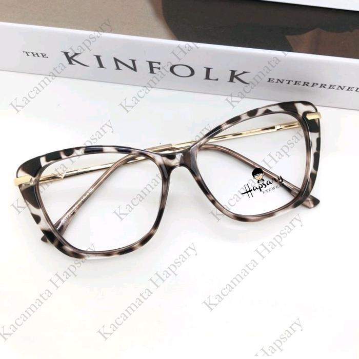 Frame Kacamata CAT EYE ( 9012 ) Perempuan Bluecromic Blueray Lensa nylon transparan frame & kacamata