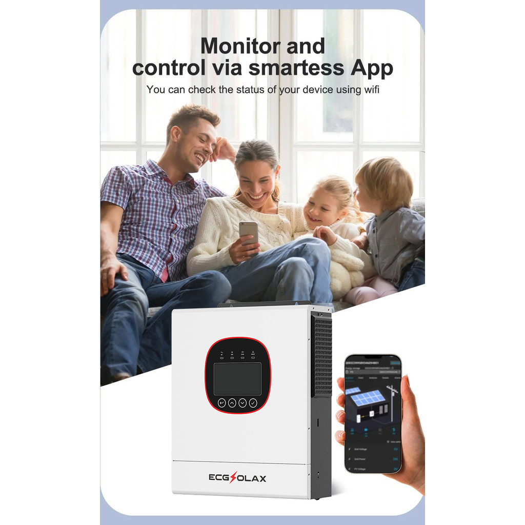 ECGSOLAX Built-in WiFi 5KW 6.5KW Hybrid Solar Inverter 24V 48V Off-grid Solar Hybrid Inverter