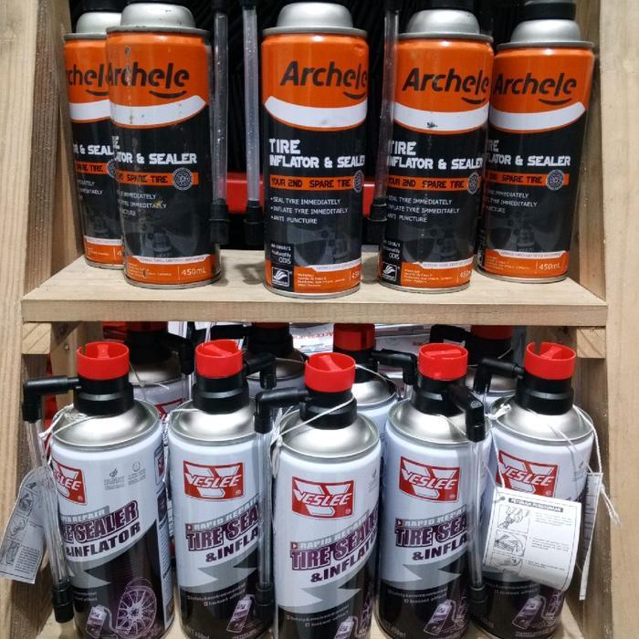 CAIRAN TUBELESS POMPA BAN DARURAT TIRE INFLATOR DAN SEALER ARCHELE VESLEE TAMBAL BAN DARURAT