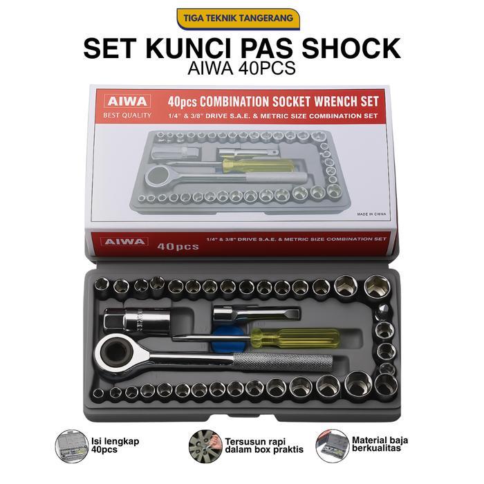 Kunci Socket 40pcs Wrench Set Combination CRV USA Kunci Sock Shock Sock Sok Set Kunci Pas Lengkap 40