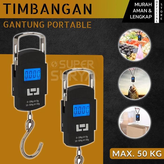 "New" Timbangan Gantung 50 Kg LCD Digital Scale Portable Mini Kiloan Ikan Beras serbaguna Koper