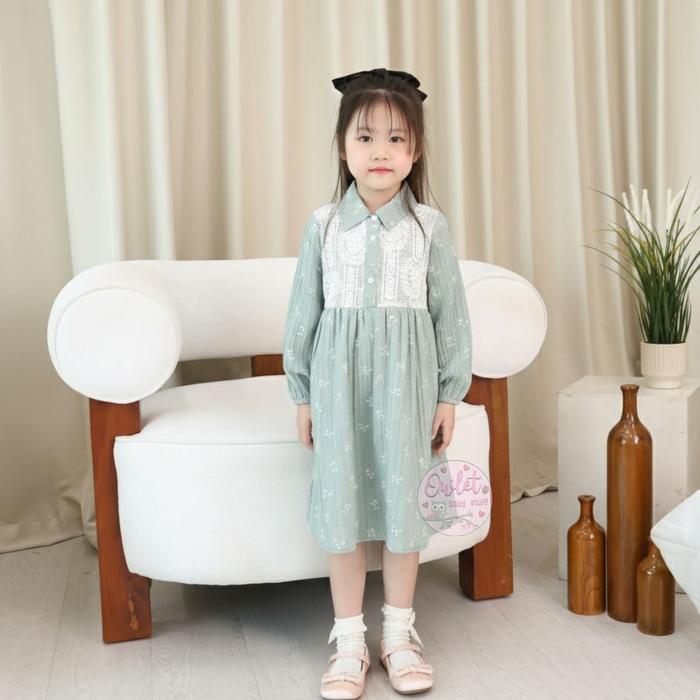 Owlet - Dress Tunik anak perempuan / Dress Tunik erina / Tunik elora tile brukat / Dress 7/8 lebaran