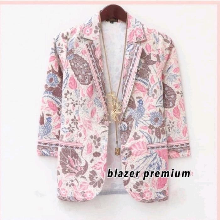 batik modern wanita jas 3 negeri putih Katun Atasan Putih Baju Kerja Printing