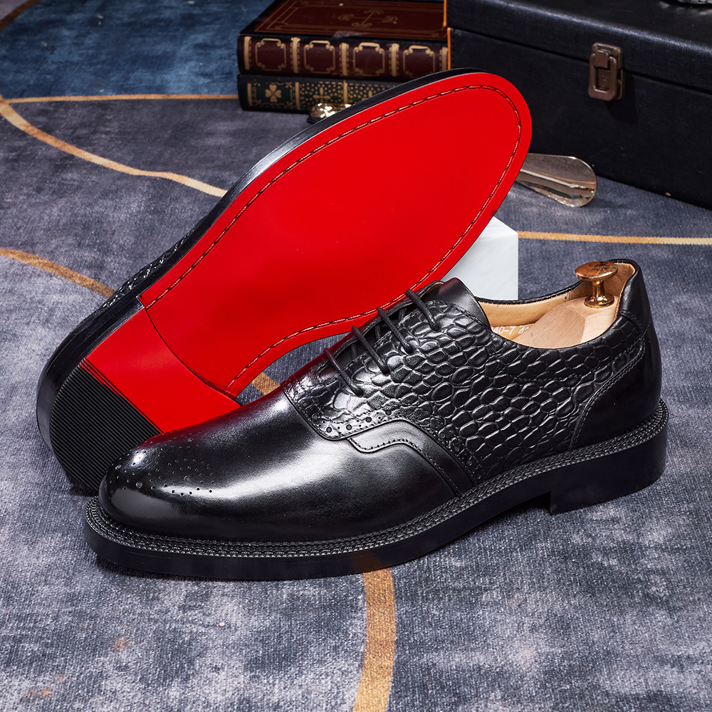 Men's casual shoes Brock Oxford shoes retro red sole genuine leather men's formal 2026 spring/summer
