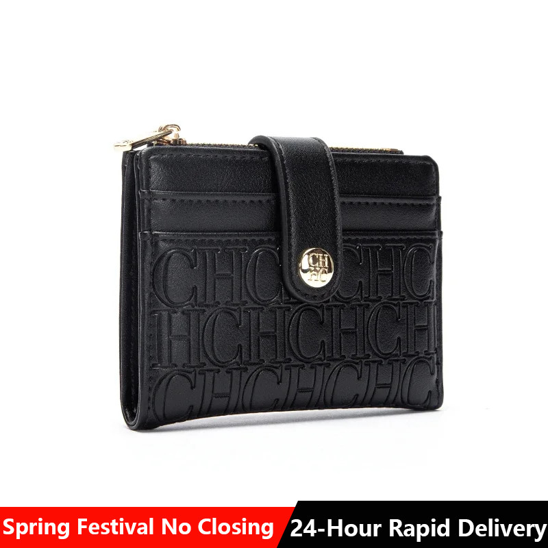 Ch Luxury Brand Classic Design Card Case Fashion Button Classic Folding Money Clip Compact Luxury