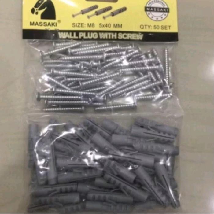 fiser komplit baut sekrup s8 isi 50set // plastik viser sekrup beton