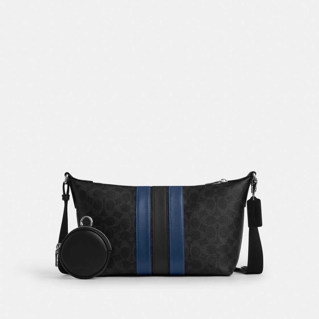 Coach Small Finn Crossbody Bag with Pouch in Signature Canvas With Varsity Stripe - Tas Selempang Pr