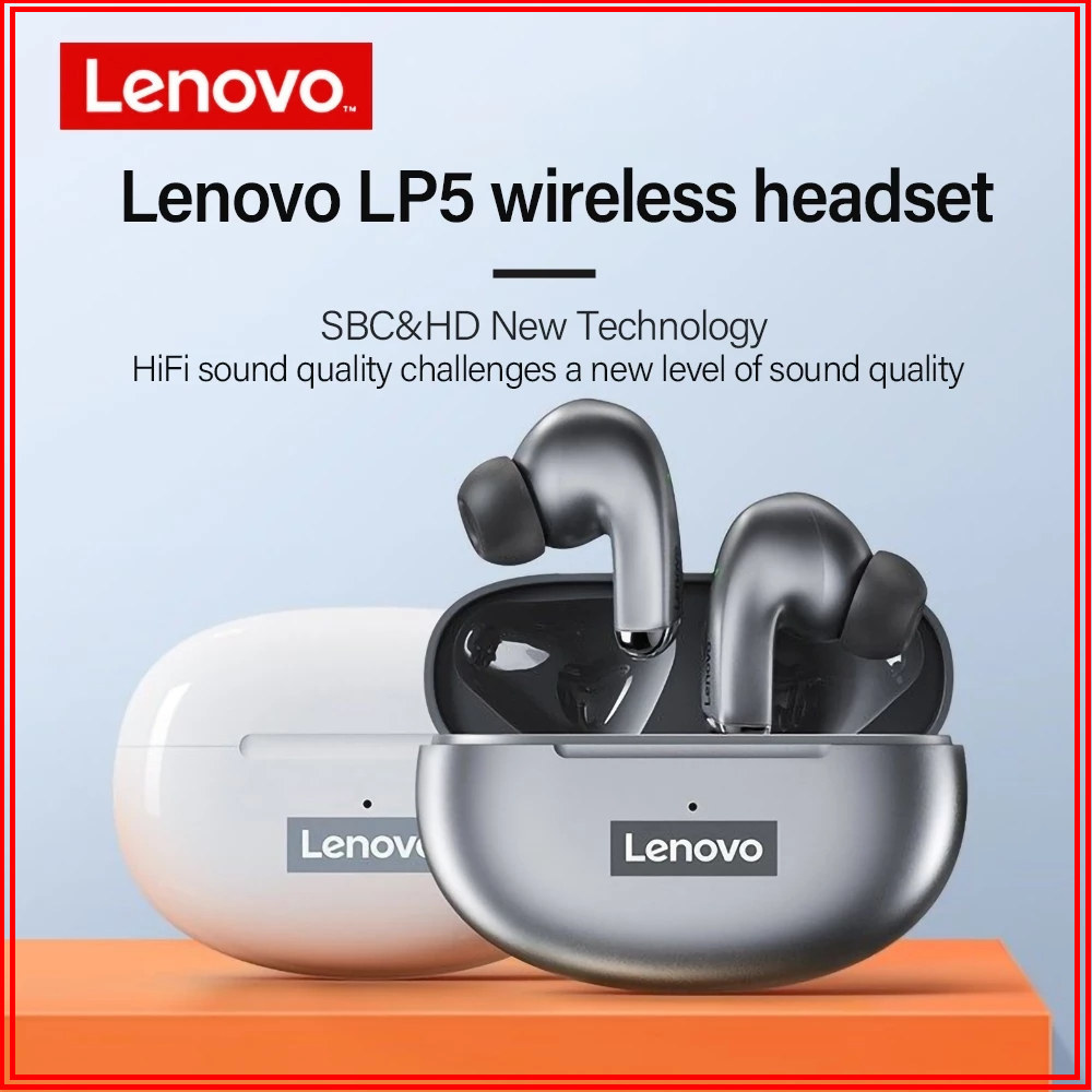 Lenovo LP5 TWS Bluetooth Earphone 9D Stereo HiFi Sports Waterproof Wireless Earbuds for iPhone 13