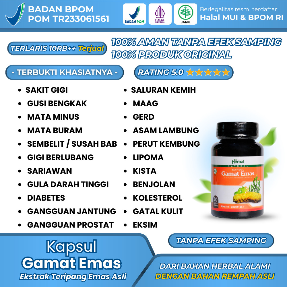 Herbal Asam Lambung & Maag Kapsul Gamat Emas Original