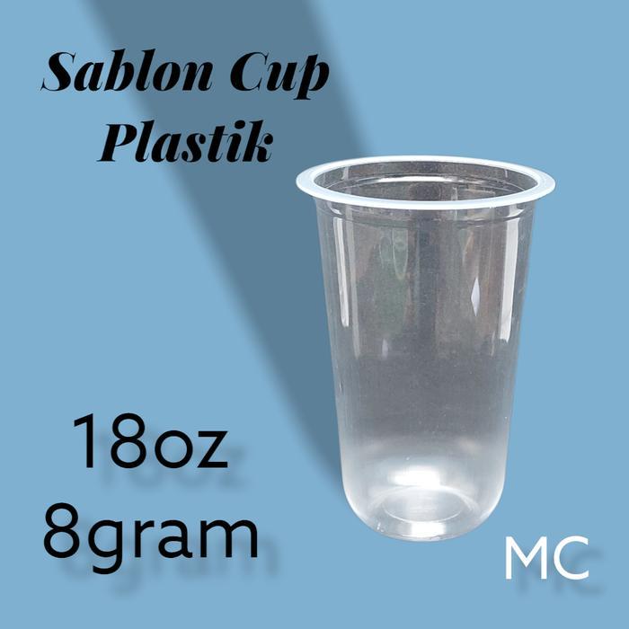 SABLON GELAS CUP PLASTIK CUP PP OVAL 18OZ 8GRAM MC CETAK LOGO