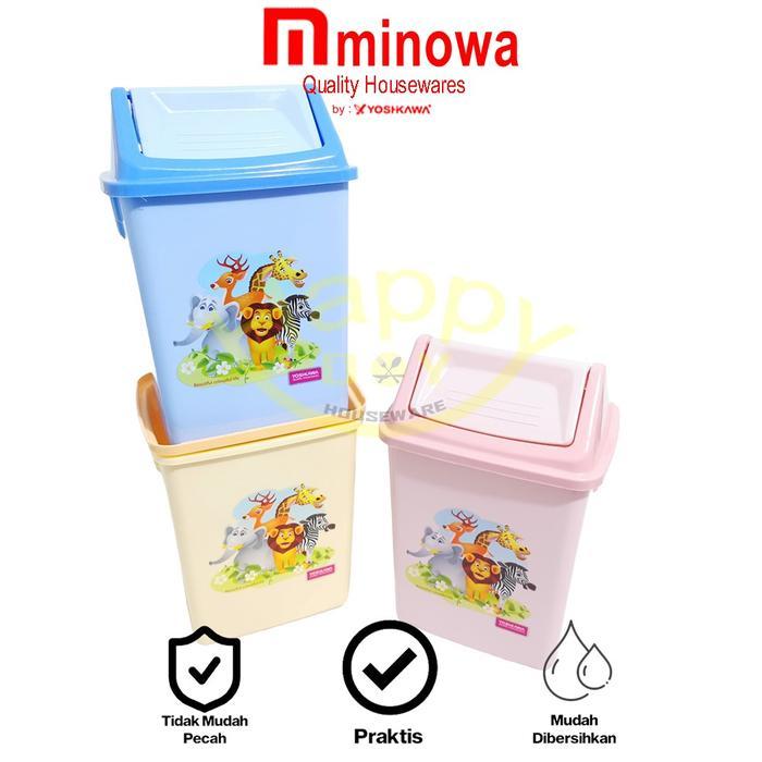 Yoshikawa Tempat Sampah Tutup Putar Swing Motif Pi-1015