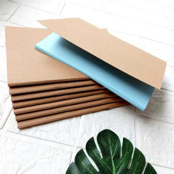Notebook Polos Lipat Cover Kraft A5 Isi Hvs Warna 40 Lembar Biru Buku Hijau Kertas