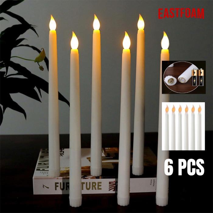 6PCS Lilin LED - Lilin Panjang Lampu Elektrik Lilin - Lilin Lampu