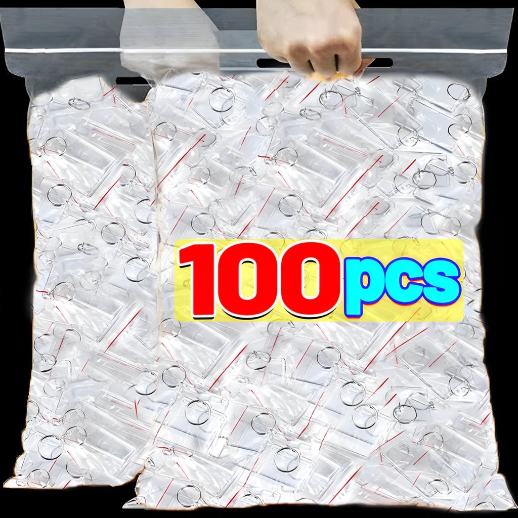 5-100pcs Transparent Photo Frame Keychain Tassels Snap-In Custom Insert Photo Acrylic Blank Keyring