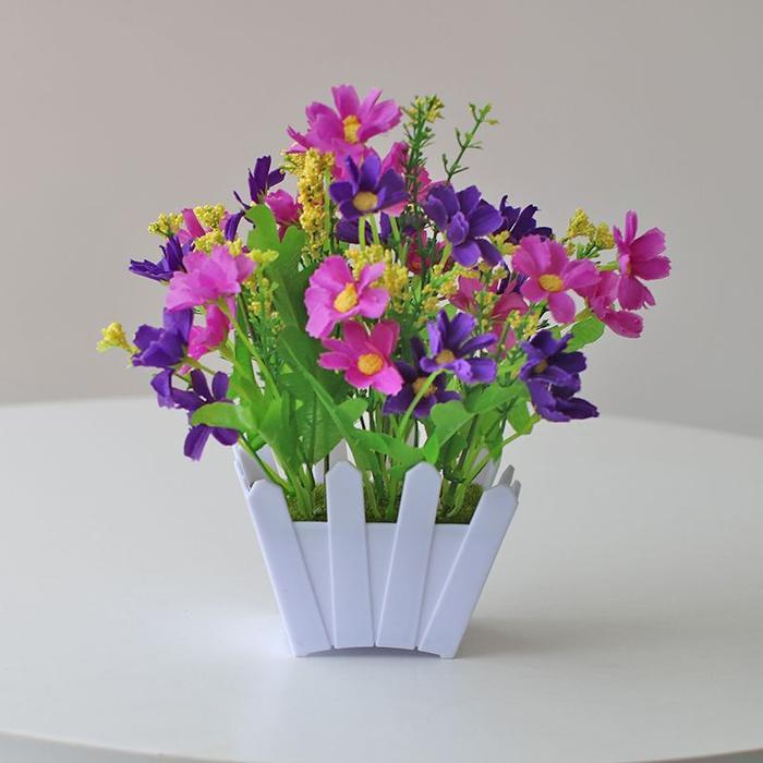 "New" LDG Pot41-44 Tanaman Bunga Cosmos Artificial Dekorasi Rumah Plastik Tanaman Pot Hias Seruni