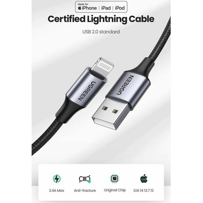 Ugreen Kabel Data Fast Charging For Iphone Xr Xs Max X 8 Se 7 6 Plus Charger Usb To Lightning Cable