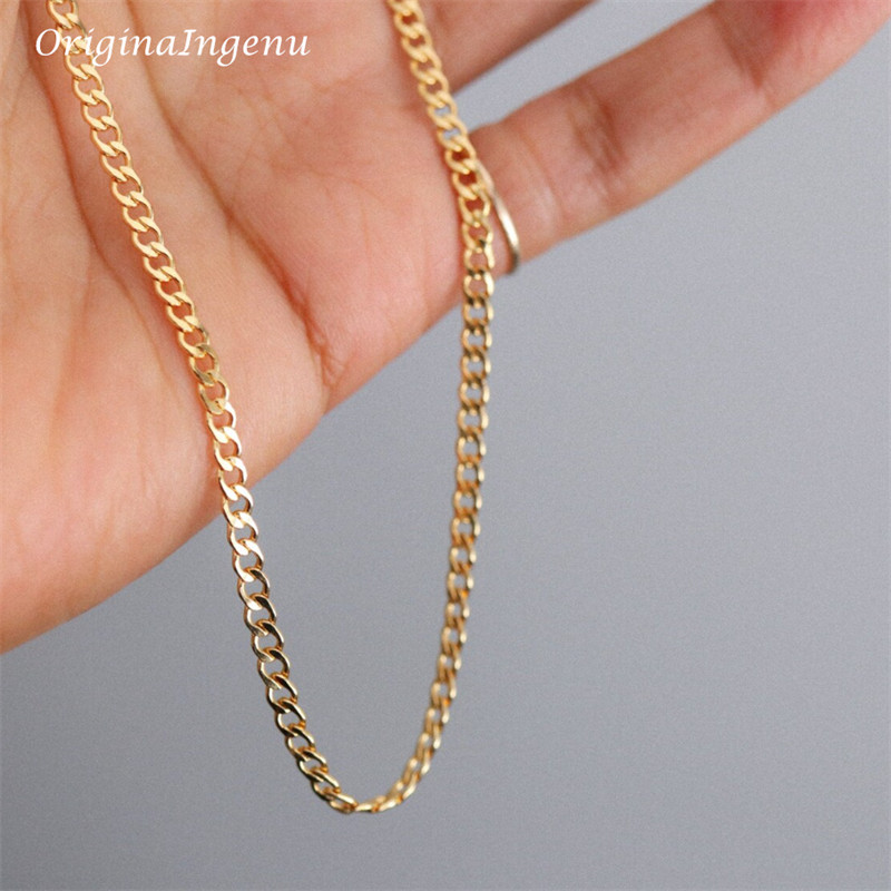 14K Gold Filled Curb Chain Necklace Boho Choker Dainty Chain Necklace Minimalist Jewelry Tarnish