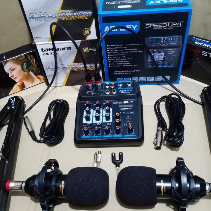 Premium Paket Podcast 2 Orang / Paket Mixer / Paket 2 Mic Bm 800 Original