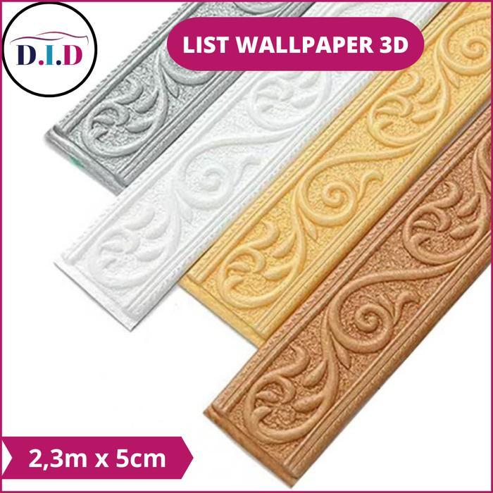 "New" D.I.D (PAKET 5 PC) wallpaper list dinding 2,3m x 8cm/ wallborder foam 3d 5mm/ wallpaper/ list