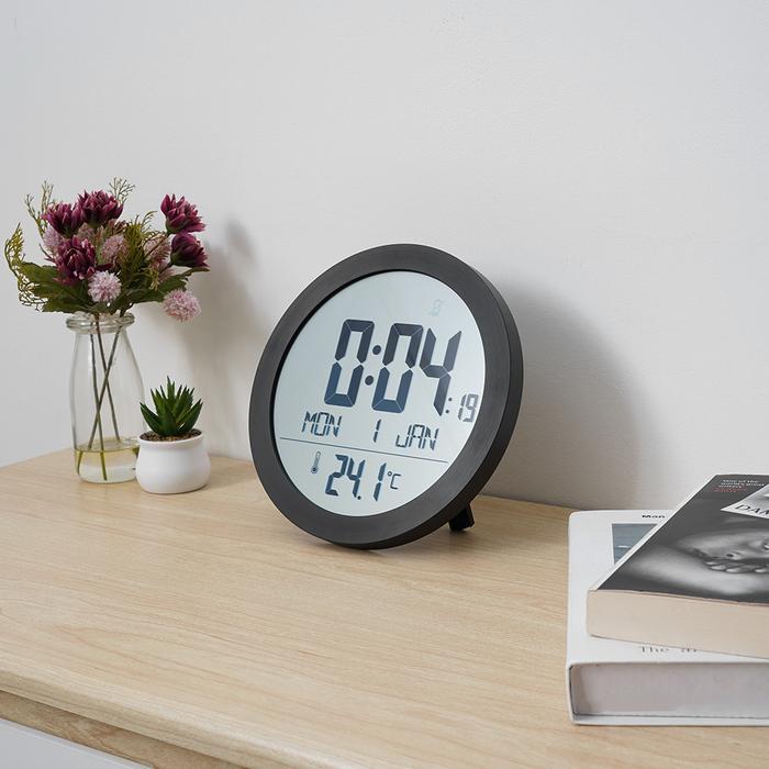 FORHOM JAM DINDING LCD DIGITAL ROUND - HITAM