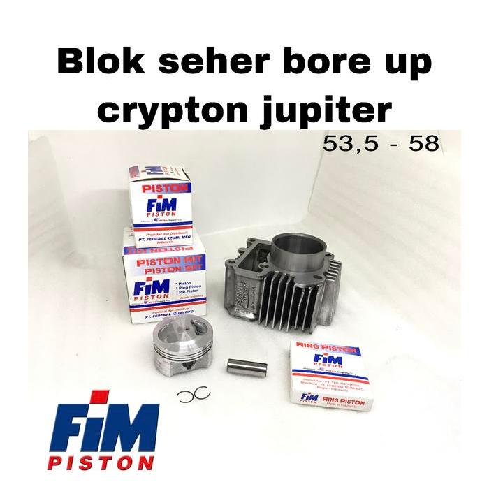 Block Blok Seher Racing Bore-Up Crypton Jupiter Ukuran 53,5 - 58 Termurah Langka
