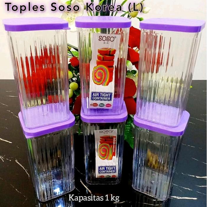 toples segi akkrilik toples lebaran toples 6 pcs toples L wadah Makanan Putih bening