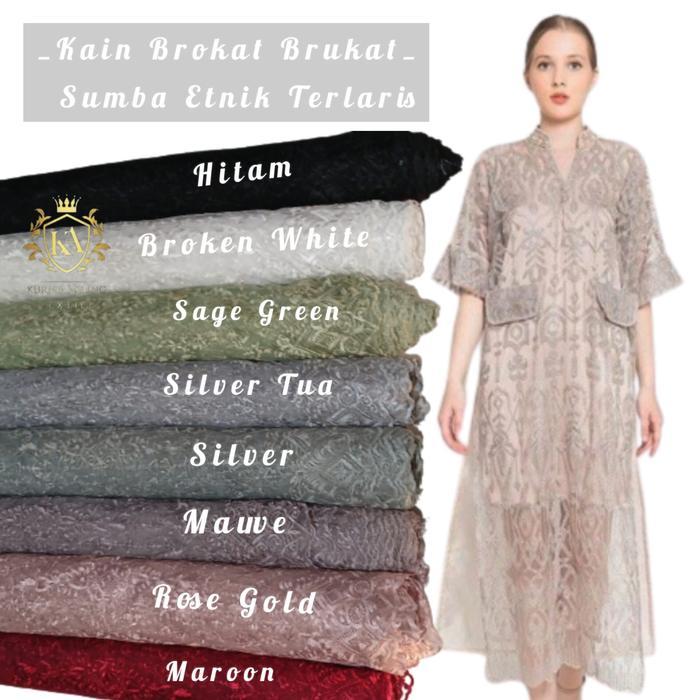 Tille Bordir sapto Motif Sumba Bahan kebaya Gaun Dress Mewah Terlaris
